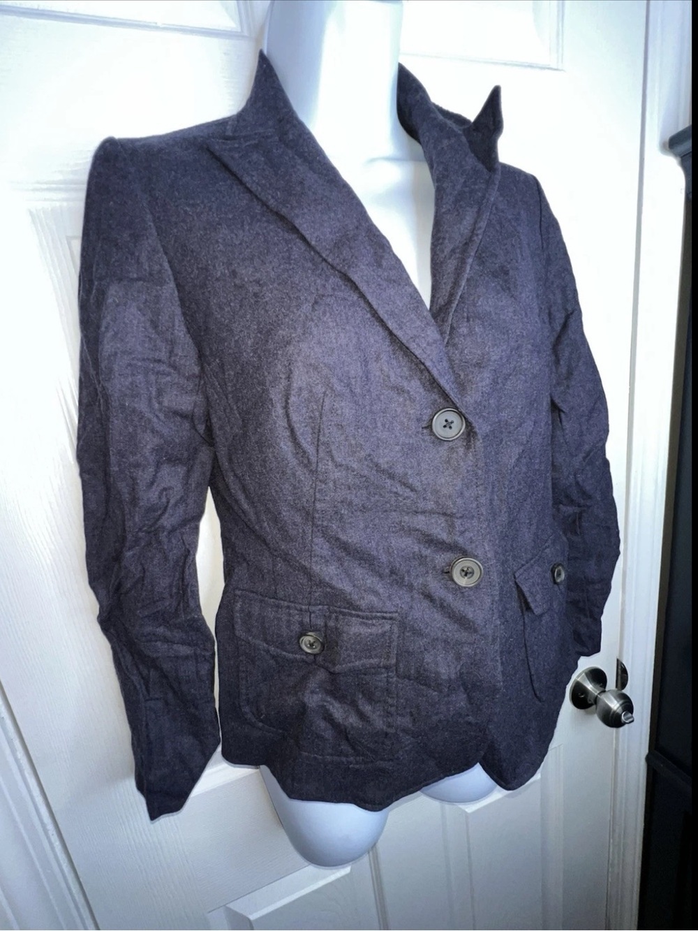 Lands’ End Petites 4 Navy Blue Wool Blazer Jacket Classic 4P Lined - Picture 2 of 16